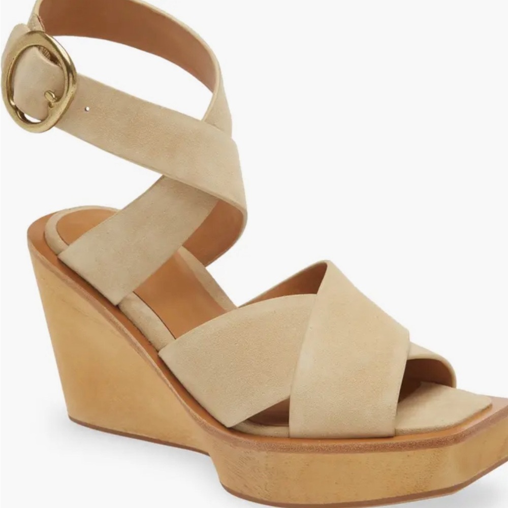 rag & bone Beige Santiago Crisscross Wedge Sandal (Women) size 8.5